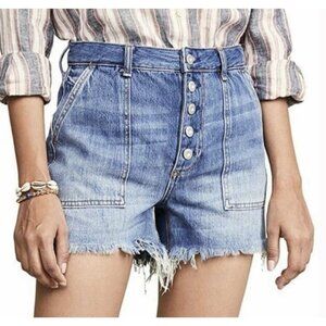 Free People Jesse Carpenter short in washed denim high-rise Size 24
